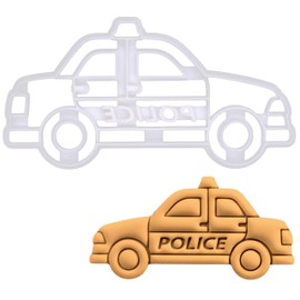 BAKERLOGY Police Car Cookie Cutter - Detailed Cookie Cutter Design for Baking and Crafts, Ideal for Fondant, Dough, Clay