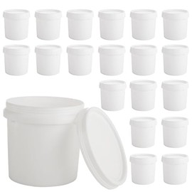 AKOLAFE 20 Pack Paint Buckets for Painting Empty Paint Cans Quart Plastic Paint Containers with Lids 2 Pint Plastic Paint Can 1/4 Gallon Paint Pail Small Paint Storage Containers for Leftover Paint