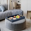 Navy Blue Faux Leather Serving Coffee Tray with Gold Handles,Rectangle