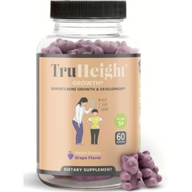 TruHeight Growth Gummies (Grape) Natural Growth & Development Supplement for Kids & Teens - Endorsed by Pediatricians - Vitamin D, K, Calcium & Ashwaganda - Bone Strength - Kids Vitamins - Ages +