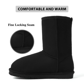 MUSSHOE Winter Mid-Calf Plush Fuzzy Boots for Women Snow Womens Ankle Furry Slip On Boots Suede Platform Boot Fall Fur Cozy Shoes Black Size 6