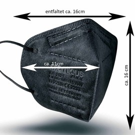 atemious PRO 2 BLACK FFP2 Mask, Black, Individually Packed, EN 149:2001+A1:2009 CE 2233 (30)