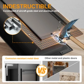 Dog Door for Wall, All Aluminum Large Doggy Door Doggie door, Pet Door Easy to Install, 2 Magnetic Flaps Energy Efficient, Wide Telescoping Tunnel for Interior & Exterior Walls, Pet Up to 110 Lb-Black