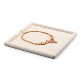 Oirlv Top Microfiber Jewelry Tray Square Nightstand Organizer Rings Earrings Necklace Trinket Storage Tray Showcase Jewelry Display (Beige)