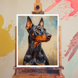 XTXGERL Doberman Pinscher Dog Paint by Number for Adults DIY Acrylic Paint by Numbers Kits on Canvas Cute Dog Paintworks Artwork for Beginner Without Frame, 16" Wx20 L