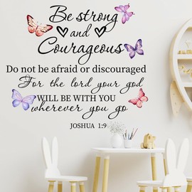 Bible Verse Wall Decals - Inspirational Christian Quote Stickers with Colorful Butterflies, Scripture Art Peel & Stick for Bedroom, Kids Room, Living Room, Office, Bathroom