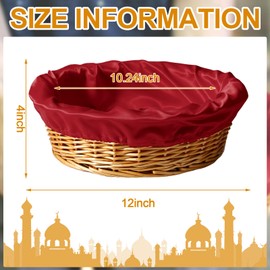 FillTouch 2 Pcs 12 Inches Round Offering Baskets for Church Wicker with Removable Liner Rattan Collection Receiving Storage Woven Bread Basket for Church Communion Supplies