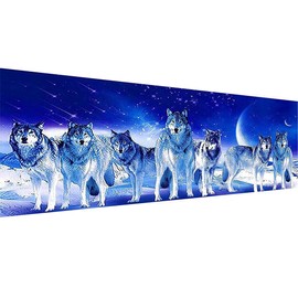 YALKIN 5D Diamond Painting Kits for Adults, Large Animals Forest Diamond Art Kits Full Round Drill Big Diamond Painting Kit for Adult Beginners, DIY Picture Art for Home Wall Decor 12x35in/30x90CM
