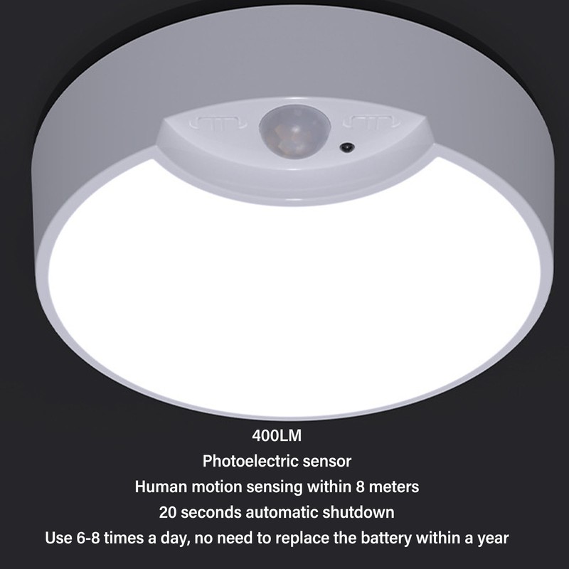 Motion Sensor Ceiling Light Indoor Wireless White LED Battery Powered