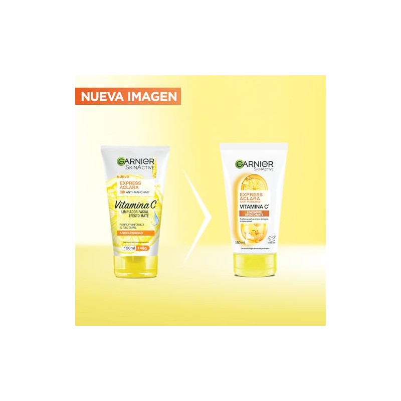 Garnier Gel Limpiador Facial Tono Uniforme con Vitamina C Express