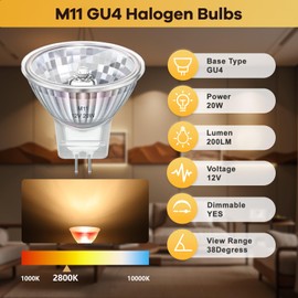 Morotty Morotty 8 Stck Halogen Leuchtmittel MR11 GU4, Halogen Spot 12v GU4 Dimmbar 20w 35mm, Halogen Reflektor Leuchtmittel 20w GU4 12v MR11 Warmwei? 2800K