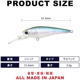 Lucky Craft Baby Shad 50SP Regular Type (0003 Wakasagi)