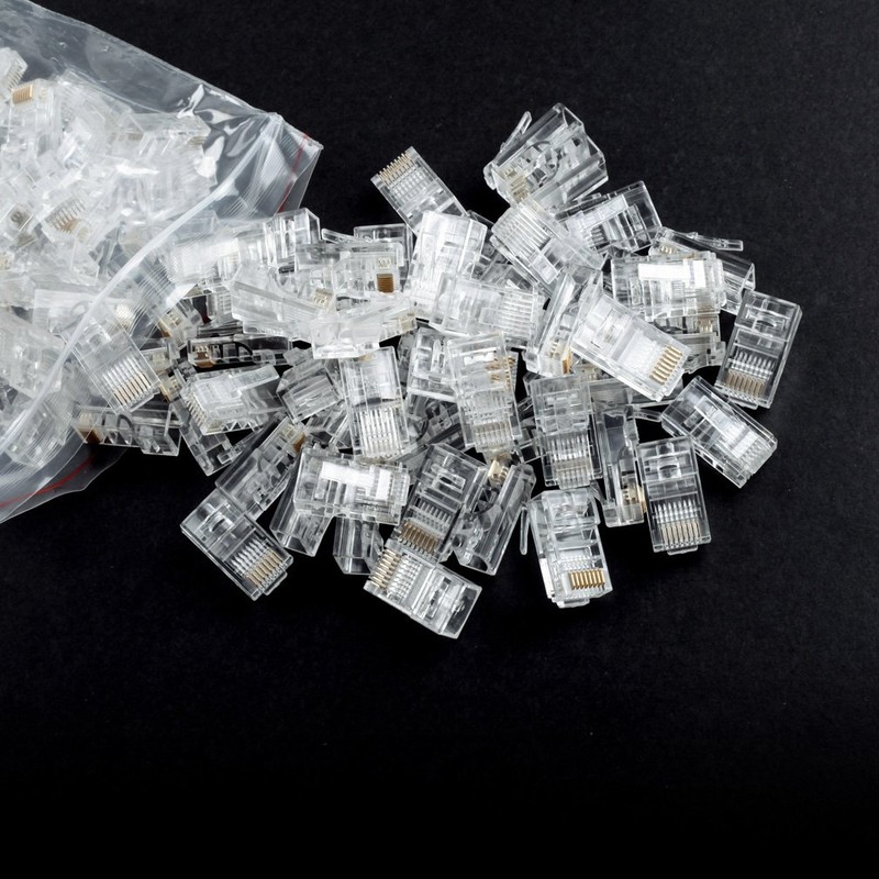 CAT5E RJ-45 UTP Connectors, RJ-45 Crimp Ends 8P8C Network Modular