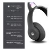 Hortahortamx Audifonos Infantiles Orejas De Gato Led - Bluetooth 5.4,