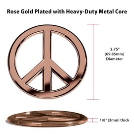 Revolution Car Badges Classic Rose Gold Peace Sign Logo - Metal Car Emblem - Antiwar Peace and Love Symbol - Premium Alternative to Bumper Stickers, D
