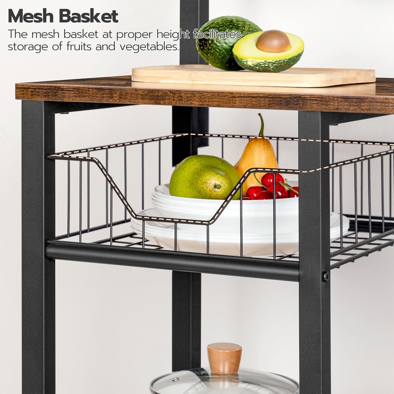HOOBRO Bakers Rack with Power Outlet, 35.4 Inches Coffee Bar