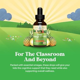 GROTTES- Líquido Omega 3 EPA DHA para Niños Vegano Orgánico Omega 3 para Niños Cerebro Ojo y Desarrollo de Cuerpo Completo