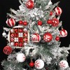 Pack of 44 Plastic Christmas Baubles, Red White Christmas Tree