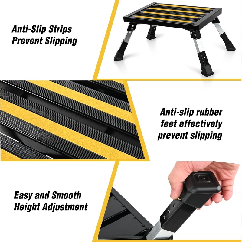 Nilight RV Steps Folding Aluminum Step Stool Heavy Duty Camper