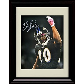 Ed Reed - Baltimore Football Autograph Promo Print - Hand Raised Black Jersey - Framed 8x10