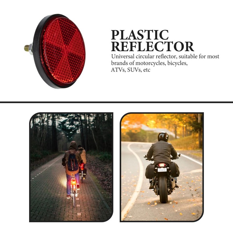 ibasenice 4pcs High Bright Reflective Bike Warning Tool Round Plastic