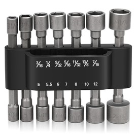 Nutmanel Socket Spanner, Socket Adapter, Hex Shank Metric Nut Driver Set, Extension for Cordless Screwdriver, Set of 14, Magnetic, Tool (Chrome Vanadium Steel)