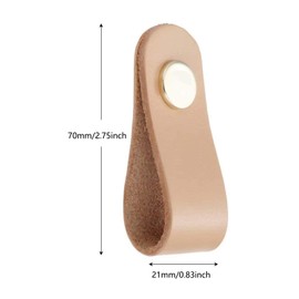 4 Pieces Leather Handles, Wardrobe Cabinet Door Handle Soft PU Leather Door Handles, Drawer Pulls Kitchen Pulls Knobs with 22mm Screws, for Cupboard Furniture Hardware, Single Hole-Beige