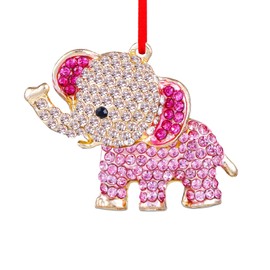 PETCEE Metal Elephant Christmas Ornaments 2024 Baby Elephant Ornaments Christmas Tree Decorations Pink Elephant Hanging Ornaments Elephant Keepsake Gifts for Kids Girls Baby Newborn