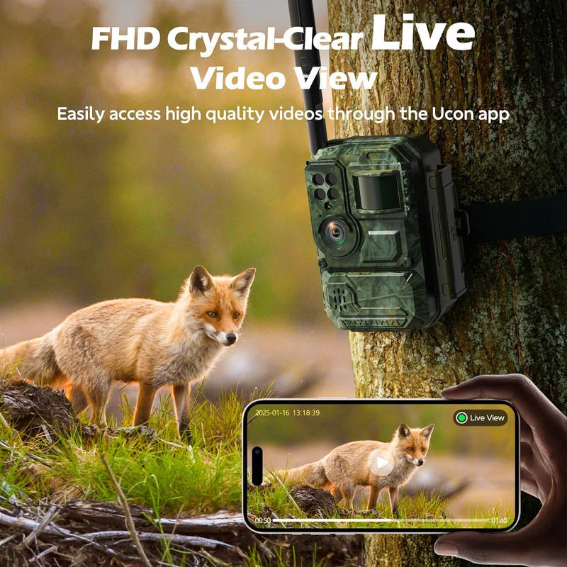 4G LTE Cellular Trail Camera with Pre-installed SIM Card, 2K