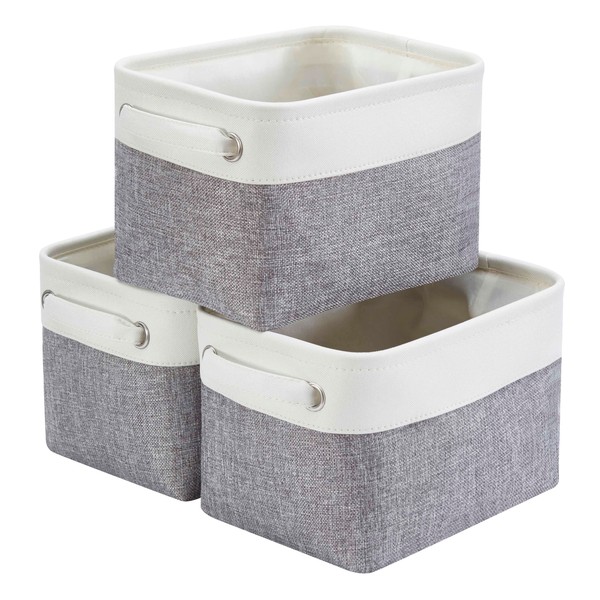 Mangata Small Canvas Storage Box, Fabric Storage Basket with Handles