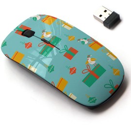 2.4G Wireless Mouse with Cute Pattern Design for All Laptops and Desktops with Nano Receiver - Christmas Cute Birds Winter