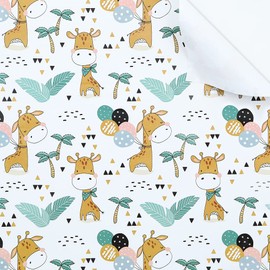 Geluode Birthday Wrapping Paper For Kids Girls Boys, Giraffe Design Gift Wrap Paper for Birthday Baby Shower, 6 Sheets Folded Flat 20x28 Inches Per Sheet