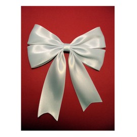 Super Shiny Ribbon Cheer Hair Bow- Alligator Clip (White)