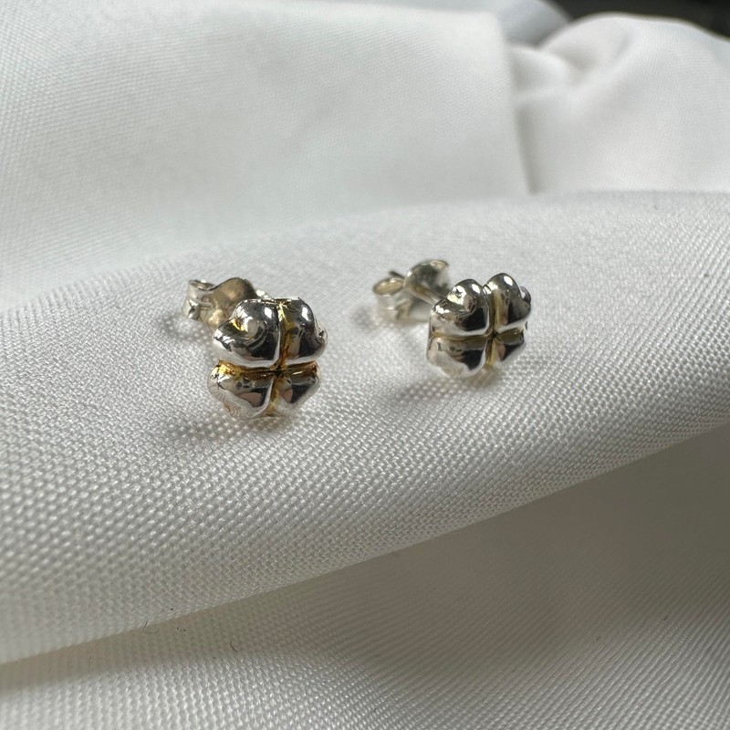 Sterling Silver Four Leaf Clover Stud Earrings