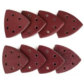 Triangle Sanding Pads, 160 Pcs 93 mm Detail Sander Pads Durable Dust-Free 6 Holes Mouse Sander Sandpaper Hook and Loop Sanding Assorted 40/60/80/120/180/240/400/600 Grits