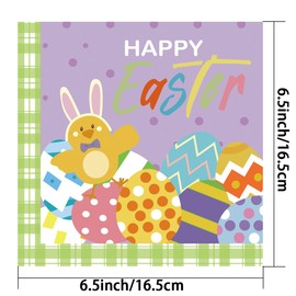 48 Pcs Easter Napkins Paper with Happy Easter Bunny Chick and Easter Egg Hunt Disposable Easter Napkins Easter Paper Hand Towels for Easter Party Spring Party Birthday Party Easter Decorations