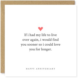 Beau Willows I Would Find You Sooner So I Could Love You For Longer - Happy Anniversary Card For Husband Wife Partner Boyfriend Girlfriend Love Card For Him Or Her