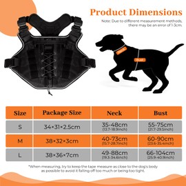 Samlonge Hundegeschirr, Ausbruchsicheres Einstellbar Brustgeschirr für Hunde Taktische Geschirr für Hunde, Anti Zug Geschirr Hund Sicherheitsgeschirr, Hundegeschirr Dog für Kleine Mittelgroße Dog (L)