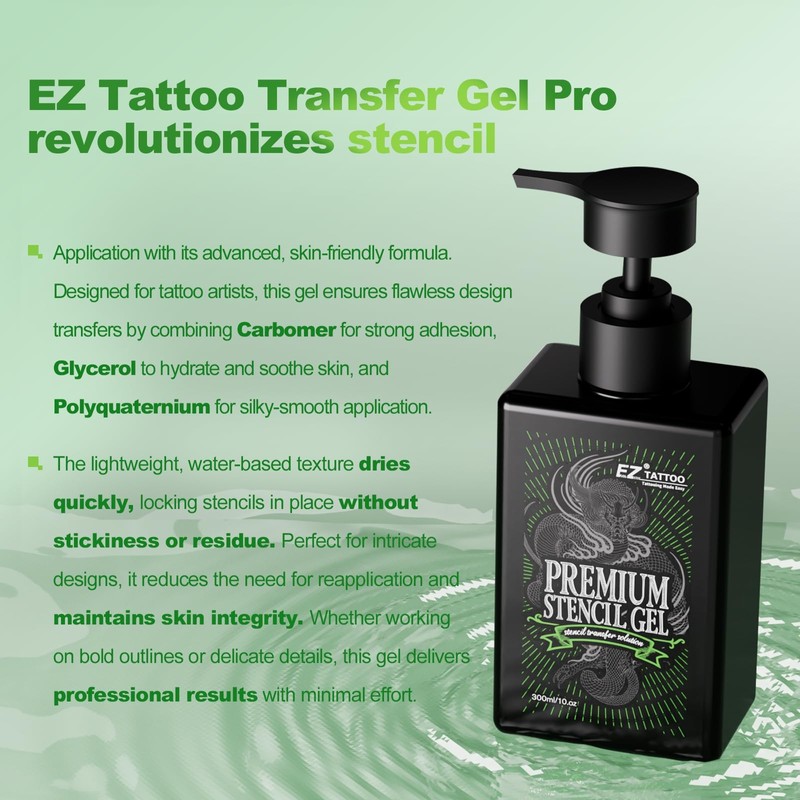 EZ Tattoo Stencil Gel - 10OZ Mild Skin-Friendly Transfer Gel,