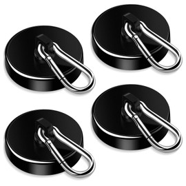 DIYMAG Black Magnetic Hooks,200LBS Strong Heavy Duty Neodymium Magnet Hooks ，Strong Magnetic Hooks for Hanging at Home, Office Locker, Workplace, Refrigerator, Cruise Ship or Travel, 4 Pack