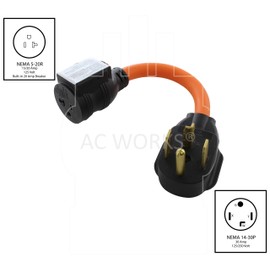 AC WORKS 4-Prong 220-Volt Plug to 120-Volt 15/ 20Amp Household Female Adapter Cord (4-Prong Dryer Outlet to Household W/Breaker)