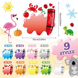 Henoyso 108 Pcs Color Crayon Name Tags for Classroom Decor Back to School Locker Name Plates for Kindergarten, Preschool, 1st, 2nd & 3rd Grade Teacher Nameplates for Student