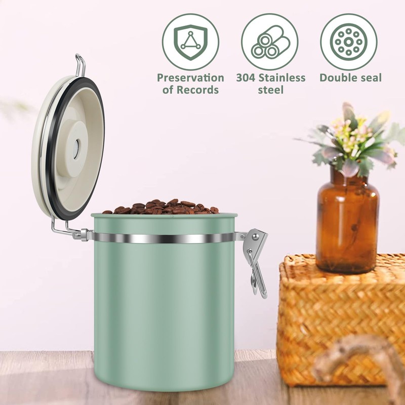 4PCS Coffee Storage Canister 1.5L 51OZ Double Airtight Coffee Beans