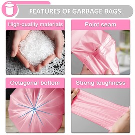 QILERR Small Bin Bags 10L Extra Thick Bathroom Bin Liners 69 Count Pink Unscented Plastic Mini Waste Bag for Toilet, Office, Bedroom