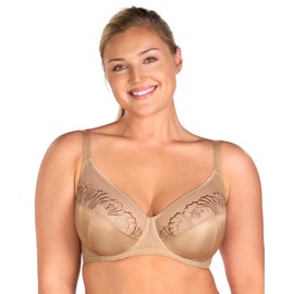 HSIA Minimizer Bras for Women, Full Coverage Embroidered Bras Plus Size Bra for Heavy Breasts Unlined Bra with Underwire, Dark Beige 38D