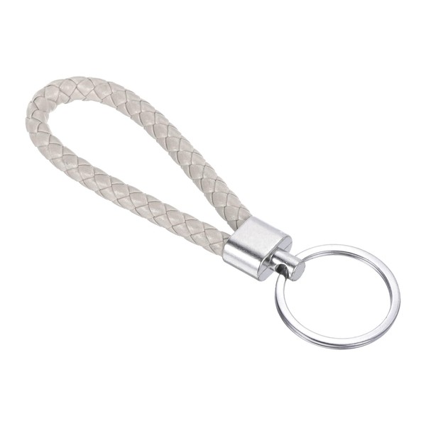 PATIKIL Braided Leather Keychain with Stainless Steel Key Ring, PU