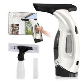Window Vacuum Squeegee Cordless, 2000Pa Electric Window Cleaner Tool with 2200mAh & 150ml Water Collection Tank, Cleaning Kit Shower Squeegee for Glass Doors, Tiles, Mirrors, Car (Beige)