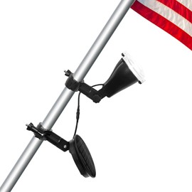Solar Flag Pole Light, Flagpole Light Solar Powered, Super Bright PC Crystal LED Spotlights, Upgraded 8000mAh 4800Lm, Adjustable Bracket & Metal Clamp Fits 1-1.5" Flagpole, 8-12 Hrs