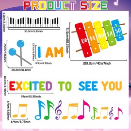 Music Bulletin Board Classroom Decorations Music Note Cutouts Music Scale Themed Bulletin Board Set for Teacher Supplies Students Back to School Nursery Chalkboard Wall Door Decorations