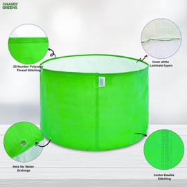 Anandi Green's 15 Gallon Pack of 5 HDPE Uv Protected 260 GSM Round Green Colour Plant Grow Bag